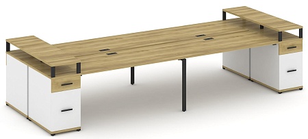Рабочая станция на 6 мест с шестью опорными тумбами CN.DRS-448 B/W