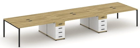 Рабочая станция на 6 мест с четыремя опорными тумбами CN.DRS-452 B/W