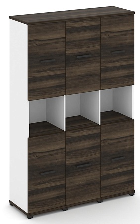 Шкаф три узкие секции, 5 ниш (6 фасадов ЛДСП,  2 ниши) CN.STU-533 B/W