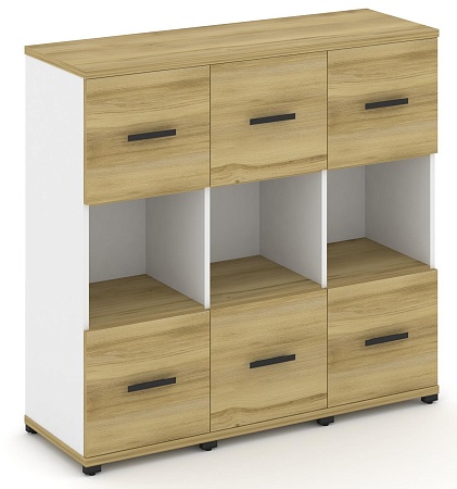 Шкаф три узкие секции, 3 ниши (3 фасада ЛДСП, 1 ниша + 3 фасада ЛДСП,1 ниша) CN.STU-335 B/W