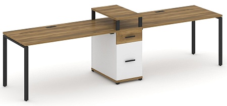 Рабочая станция на 2 места с одной опорной тумбой CN.ORS-423 B/W