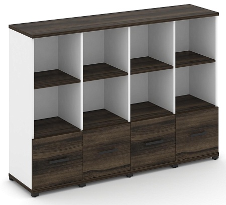 Шкаф четыре узкие секции, 3 ниши (4 фасада ЛДСП, 1 ниша) CN.STU-341 B/W