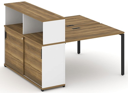 Рабочая станция с опорным шкафом купе с надставкой низкой CN.DRS-238 B/W