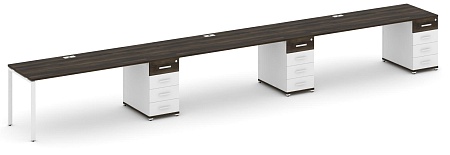 Рабочая станция на 3 места с тремя опорными тумбами CN.ORS-444 B/W