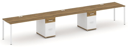 Рабочая станция на 3 места с двумя опорными тумбами CN.ORS-439 B/W