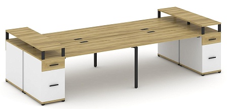 Рабочая станция на 6 мест с шестью опорными тумбами CN.DRS-447 B/W