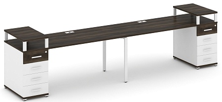 Рабочая станция на 2 места с двумя опорными тумбами CN.ORS-427 B/W