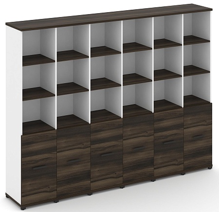 Шкаф шесть узких секций, 5 ниш (6 фасадов ЛДСП, 2 ниши) CN.STU-561 B/W