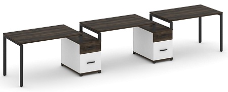 Рабочая станция на 3 места с двумя опорными тумбами CN.ORS-330 B/W