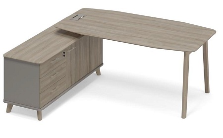 Стол руководителя левый (тип 2) WOOD на опорной тумбе ТМ В2 109