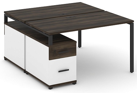 Рабочая станция на 2 места с двухсторонней опорной тумбой CN.DRS-307 B/W