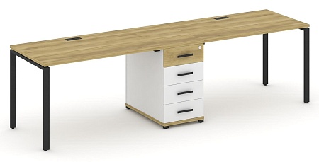 Рабочая станция на 2 места с одной опорной тумбой CN.ORS-402 B/W