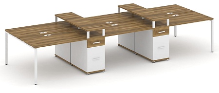 Рабочая станция на 6 мест с четыремя опорными тумбами CN.DRS-470 B/W