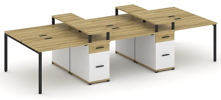 Рабочая станция на 6 мест с четыремя опорными тумбами CN.DRS-469 B/W