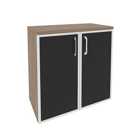 Шкаф низкий широкий (2 низких фасада стекло лакобель в раме) O.ST-3.2Rblack