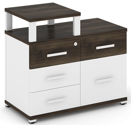 Тумба приставная широкая 4 ящика + 1 распашной фасад. С надставкой узкой. CN.TSP-011 B/W