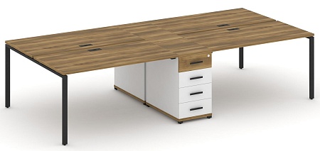 Рабочая станция на 4 места с двумя опорными тумбами CN.DRS-419 B/W