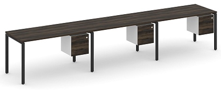 Рабочая станция односторонняя с подвесными тумбами на 3 места CN.ORS-135 B/W