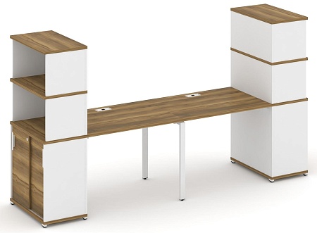 Рабочая станция с опорными шкафом купе с надставкой высокой CN.ORS-241 B/W