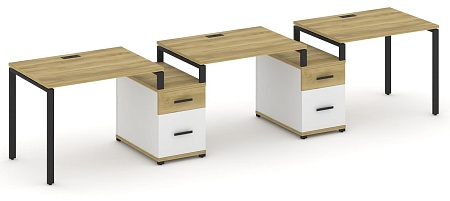 Рабочая станция на 3 места с двумя опорными тумбами CN.ORS-329 B/W