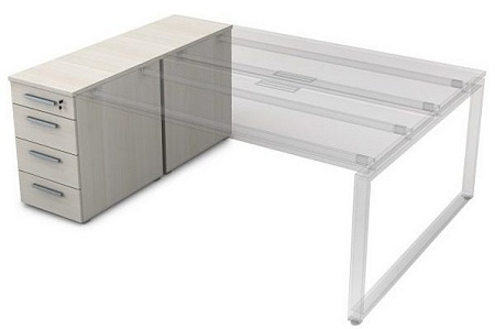 Тумба приставная с ящиками и общим топом  9ТП.012.1