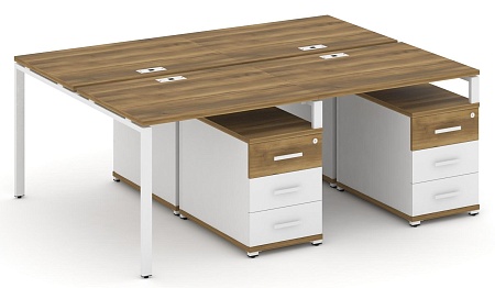 Рабочая станция на 4 места с двумя двухсторонними опорными тумбами CN.DRS-317 B/W