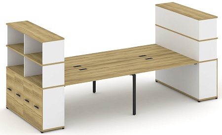 Рабочая станция с опорными распашными шкафоми с надставкой высокой CN.DRS-275 B/W