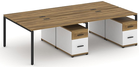 Рабочая станция на 4 места с двумя двухсторонними опорными тумбами CN.DRS-323 B/W
