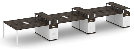 Рабочая станция на 6 мест с шестью опорными тумбами CN.DRS-480 B/W