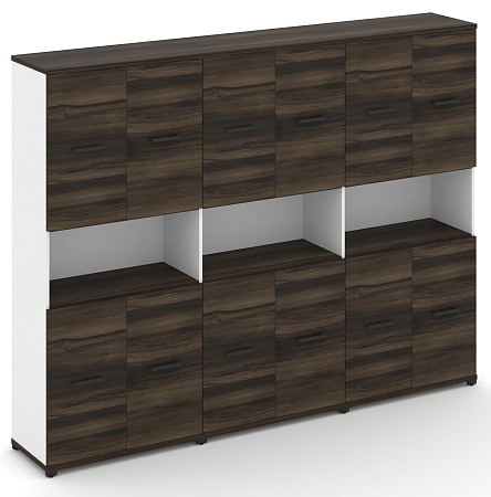Шкаф три широкие секции, 5 ниш (6 фасадов ЛДСП, 2 ниши + 6 фасадов ЛДСП, 2 ниши) CN.STS-533 B/W