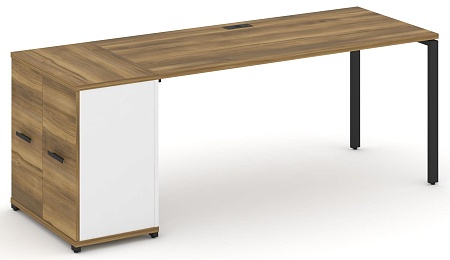 Стол рабочий с опорным распашным шкафом CN.SP-220 B/W