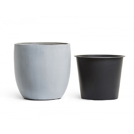 Кашпо TREEZ Effectory Beton Округлый конус Серый ледник в-48 см, д-49 см