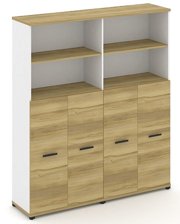 Шкаф две широкие секции, 5 ниш (4 фасада ЛДСП, 3 ниши) CN.STS-524 B/W