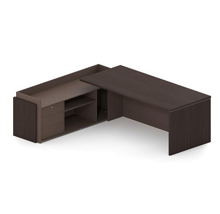 Стол руководителя на опорной тумбе с накладными фасадами SN12.2119L