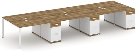 Рабочая станция на 6 мест с четыремя опорными тумбами CN.DRS-462 B/W