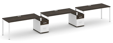 Рабочая станция на 3 места с двумя опорными тумбами CN.ORS-332 B/W