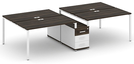 Рабочая станция на 4 места с двухсторонней опорной тумбой CN.DRS-311 B/W