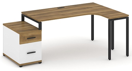 Стол эргономичный правый с опорной тумбой CN.SA-304(R) B/W