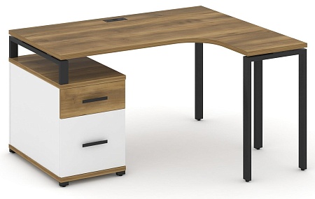 Стол эргономичный правый с опорной тумбой CN.SA-302(R) B/W