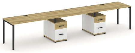 Рабочая станция на 3 места с двумя опорными тумбами CN.ORS-339 B/W