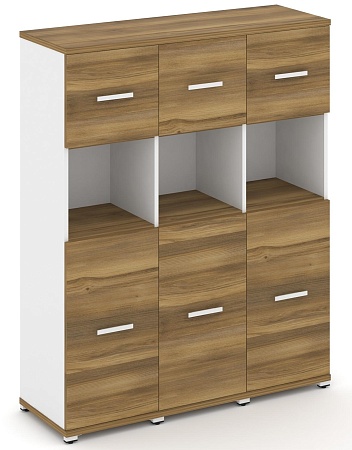 Шкаф три узкие секции, 4 ниши (3 фасада ЛДСП, 2 ниши + 3 фасада ЛДСП, 1 ниша) CN.STU-435  B/W