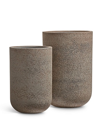 Кашпо TREEZ Ergo Hard Rock Высокий округлый цилиндр Песок серый беж д-50, в-74 см