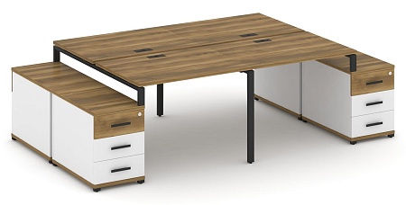 Рабочая станция на 4 места с двумя двухсторонними опорными тумбами CN.DRS-325 B/W