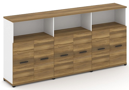 Шкаф три широкие секции, 3 ниши (6 фасадов ЛДСП, 2 ниши ) CN.STS-333 B/W