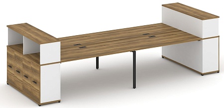 Рабочая станция с опорными распашными шкафоми с надставкой низкой CN.DRS-272 B/W