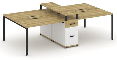 Рабочая станция на 6 мест с четыремя опорными тумбами CN.DRS-438 B/W