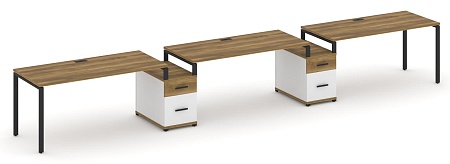 Рабочая станция на 3 места с двумя опорными тумбами CN.ORS-332 B/W