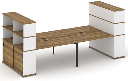 Рабочая станция с опорными шкафами купе с надставкой высокой CN.DRS-287 B/W