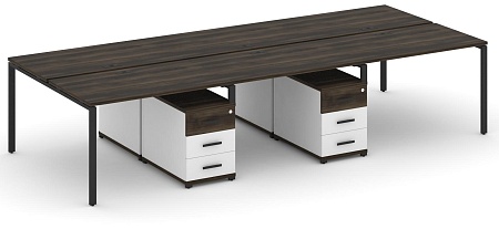 Рабочая станция на 6 мест с двумя двухсторонними опорными тумбами CN.DRS-342 B/W