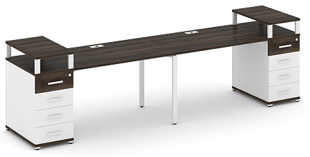 Рабочая станция на 2 места с двумя опорными тумбами CN.ORS-426 B/W